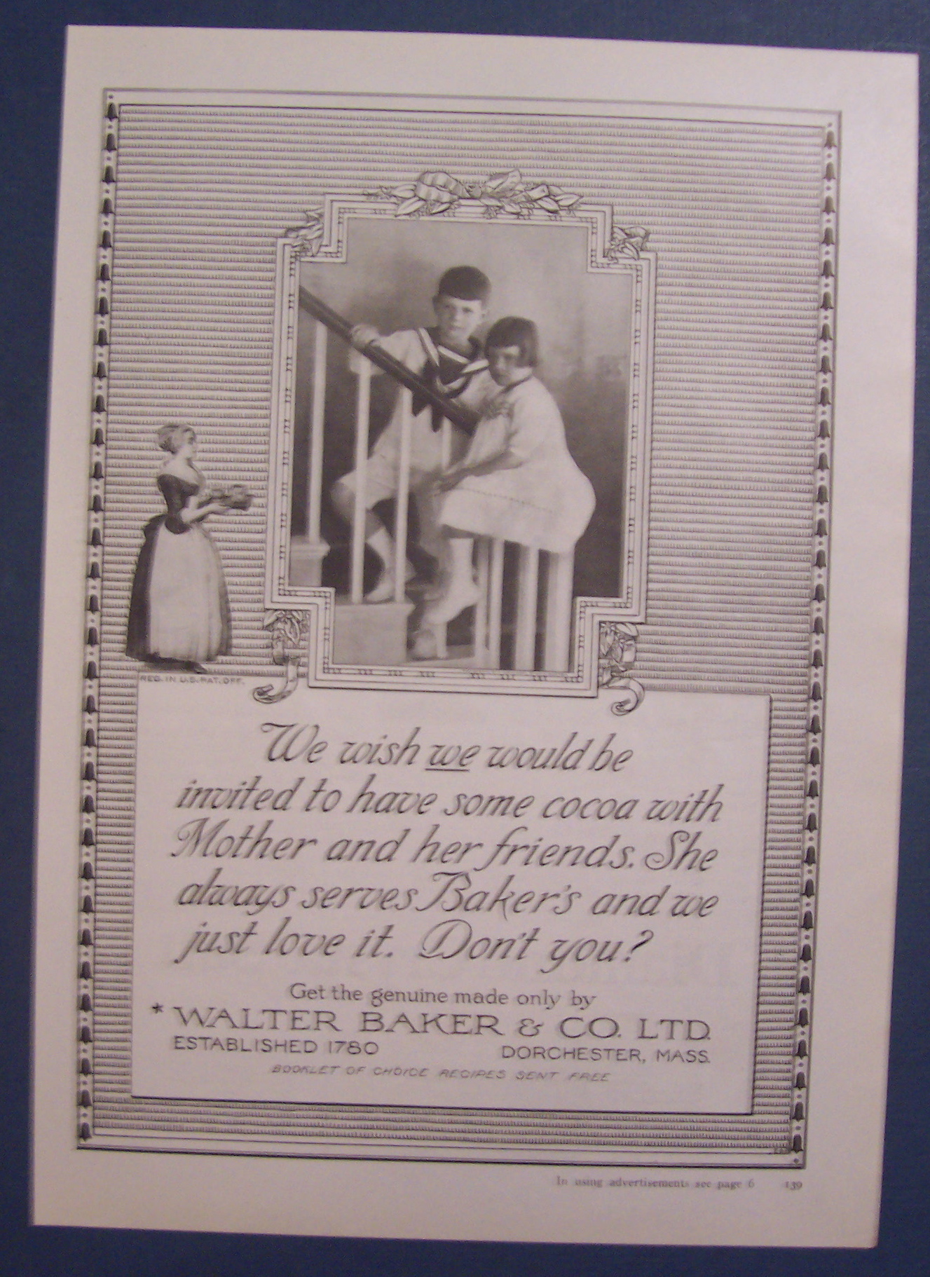 Vintage Ad: 1923  Baker's  Cocoa