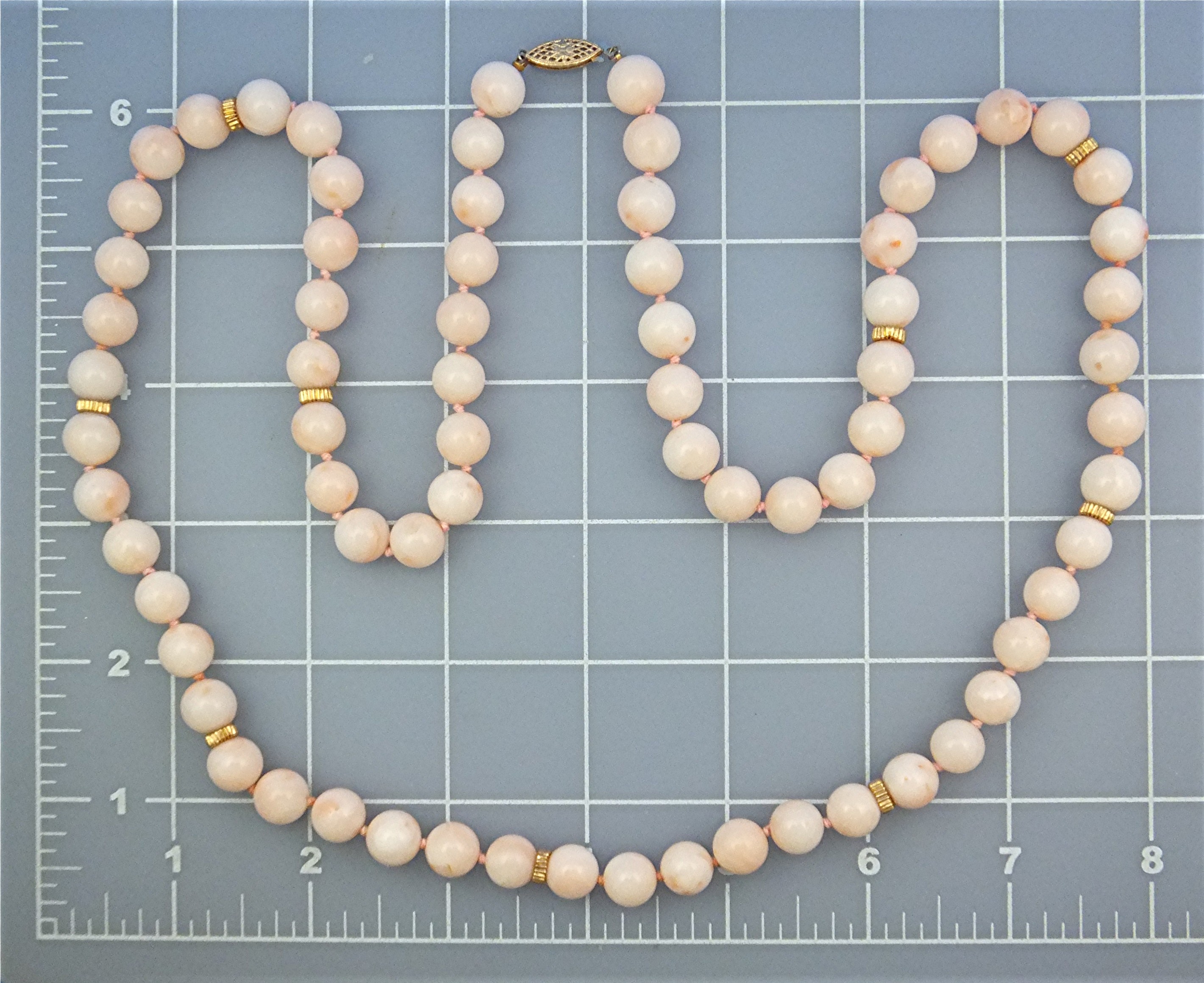 Necklace 14K Gold Clasp Angelskin Coral Beads