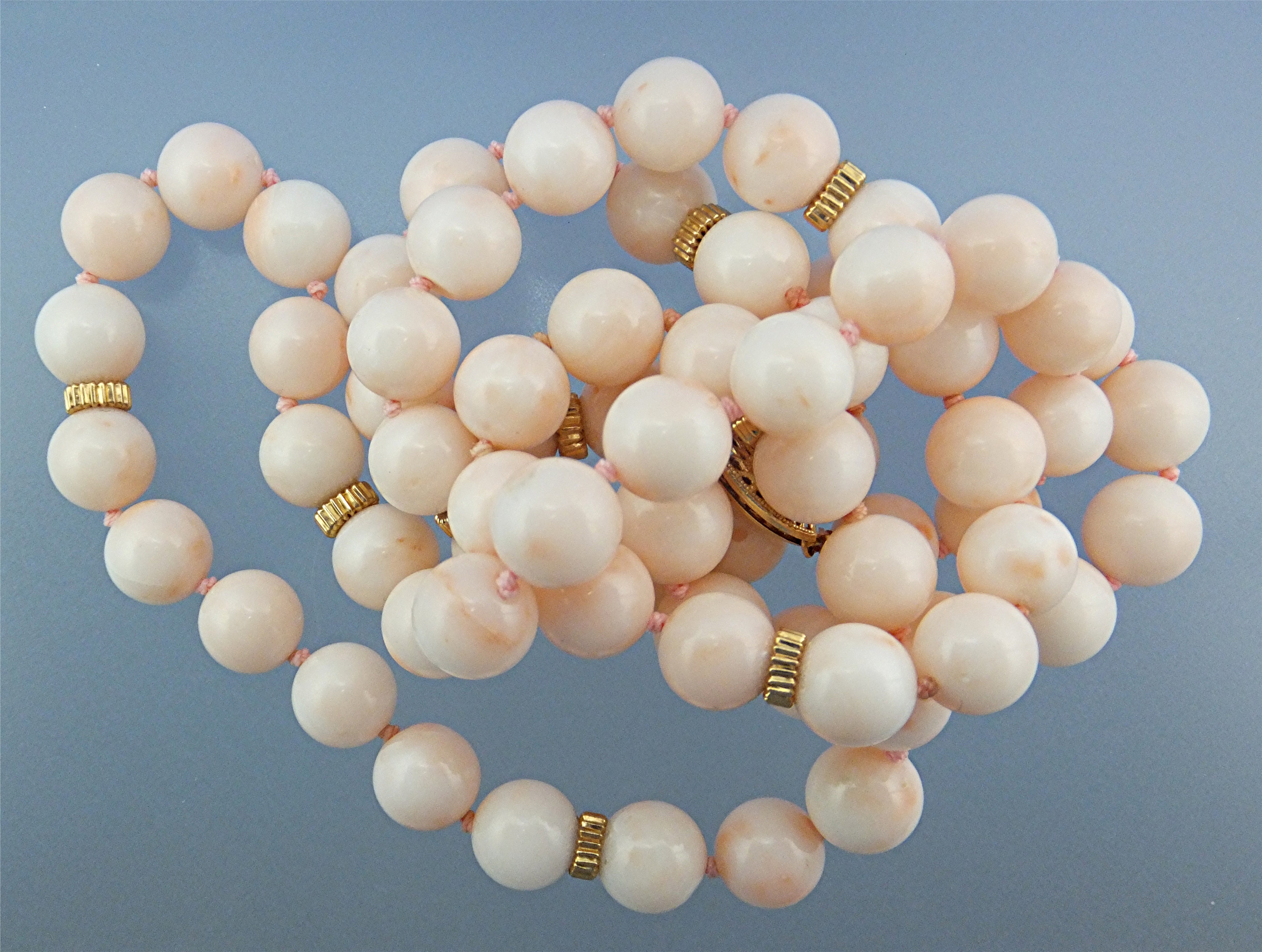 Necklace 14K Gold Clasp Angelskin Coral Beads