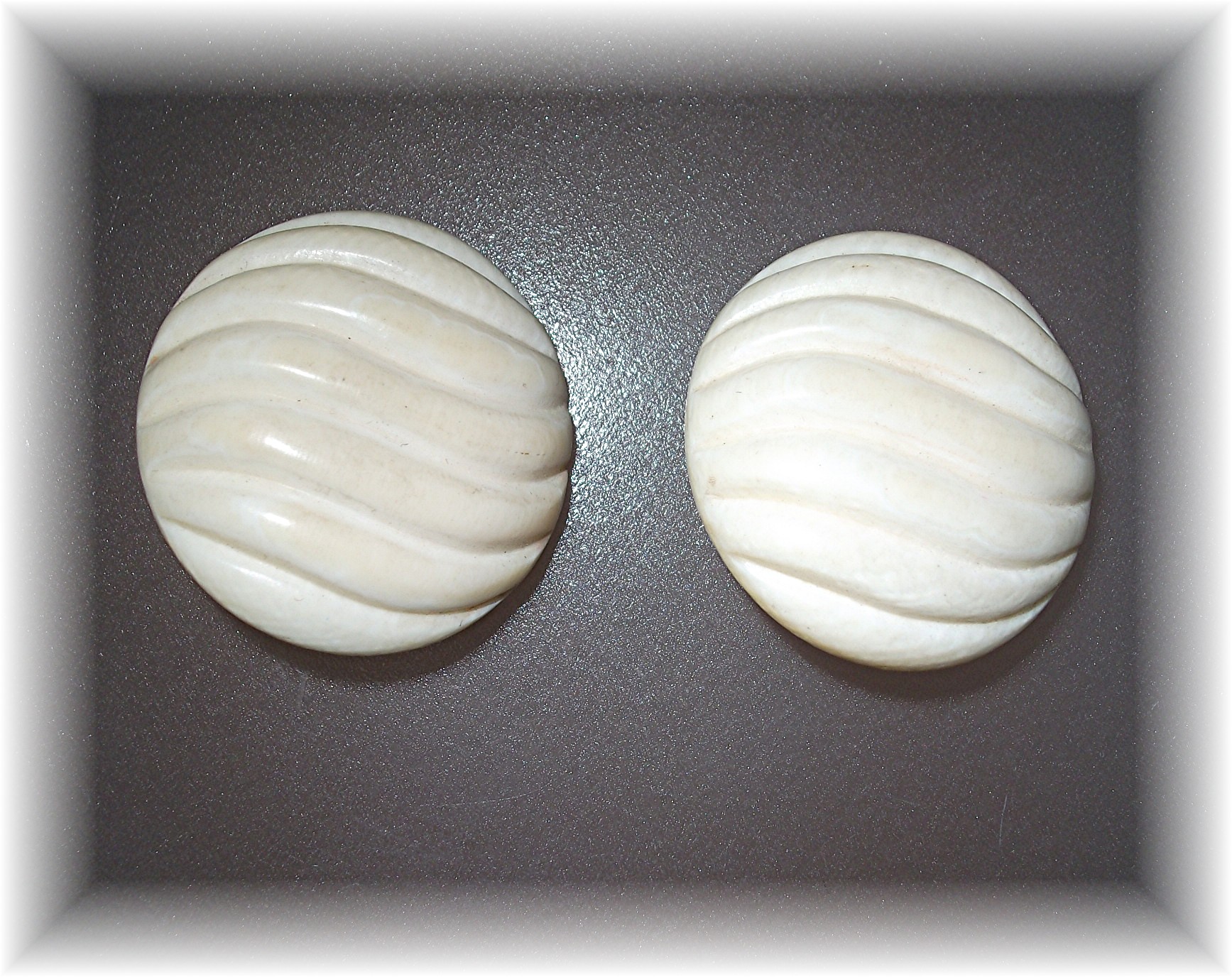 Bone Ivory  Sterling Silver Gold Vermeil Clip Earrings