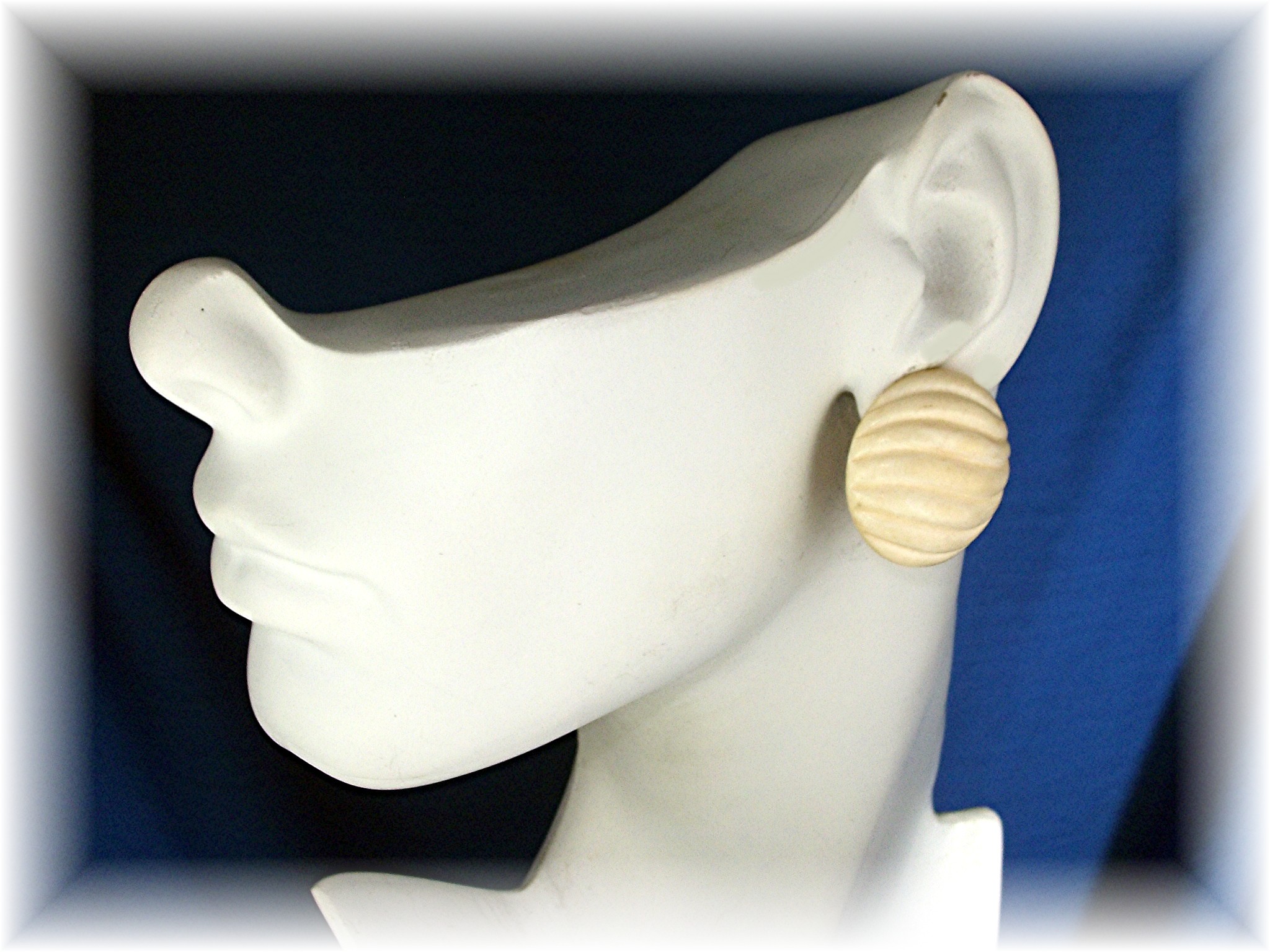 Bone Ivory  Sterling Silver Gold Vermeil Clip Earrings