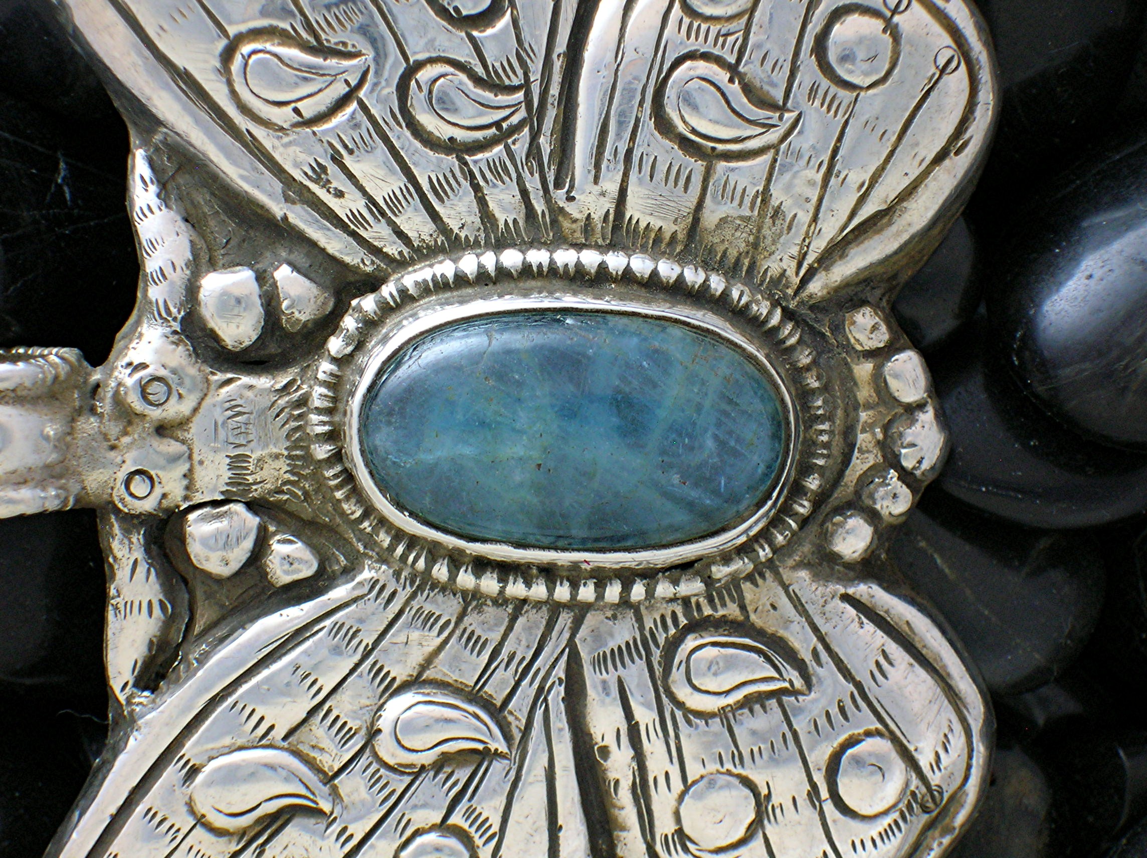 Pendant Silver  Blue Jade Butterffly Animals Nepal