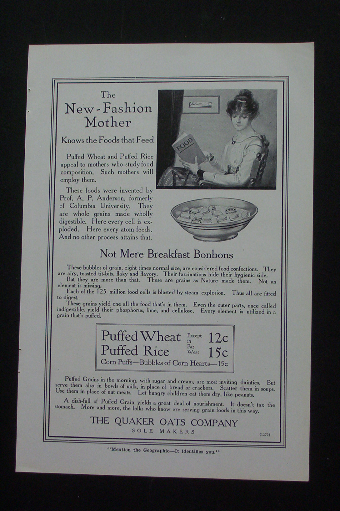 1916 The Quaker Oats Company w/Woman Looking at Book