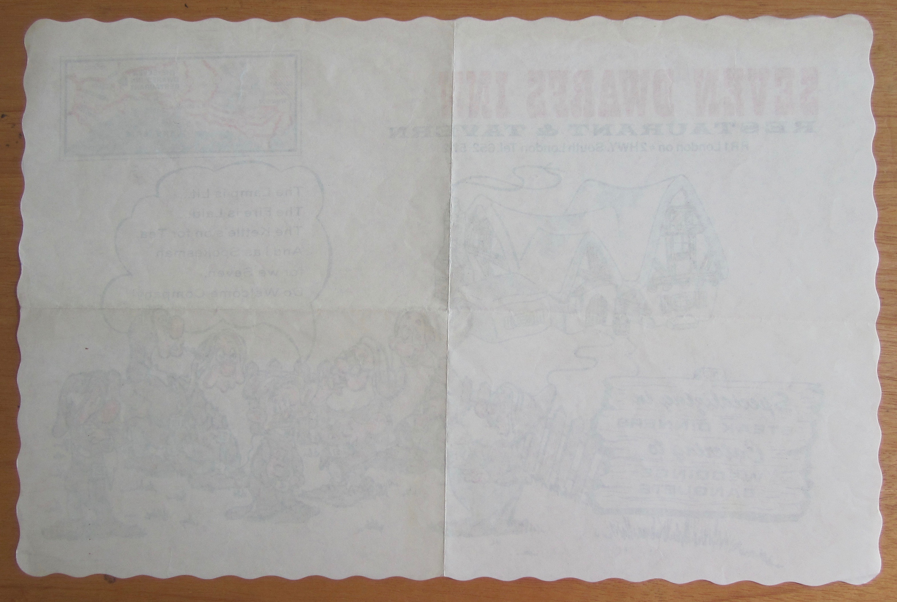 1960's - 1970's Seven Dwarfs Inn Place Mat