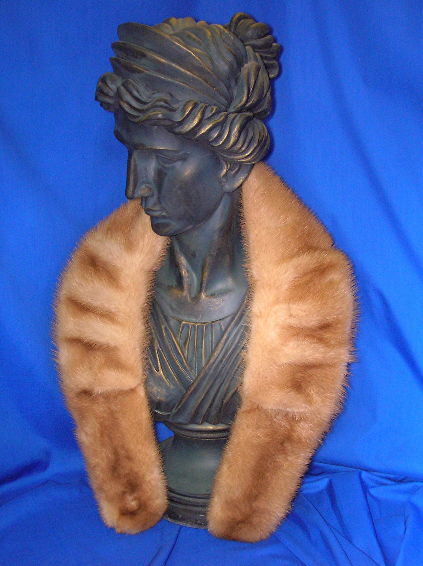 MINK Beige Vintage Collar Wrap Scarf
