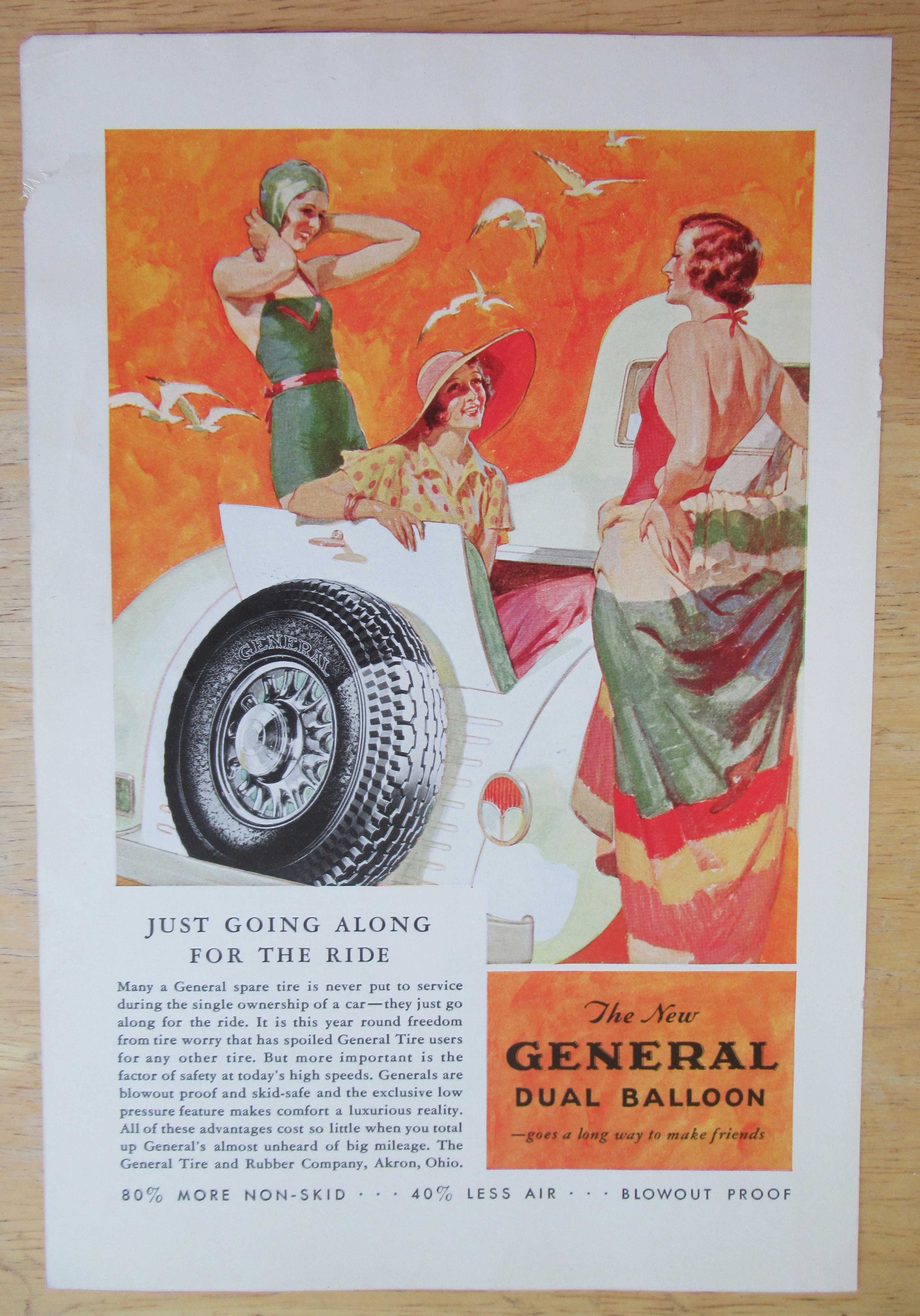 1933 General Dual Balloon Tires with Woman by the Car