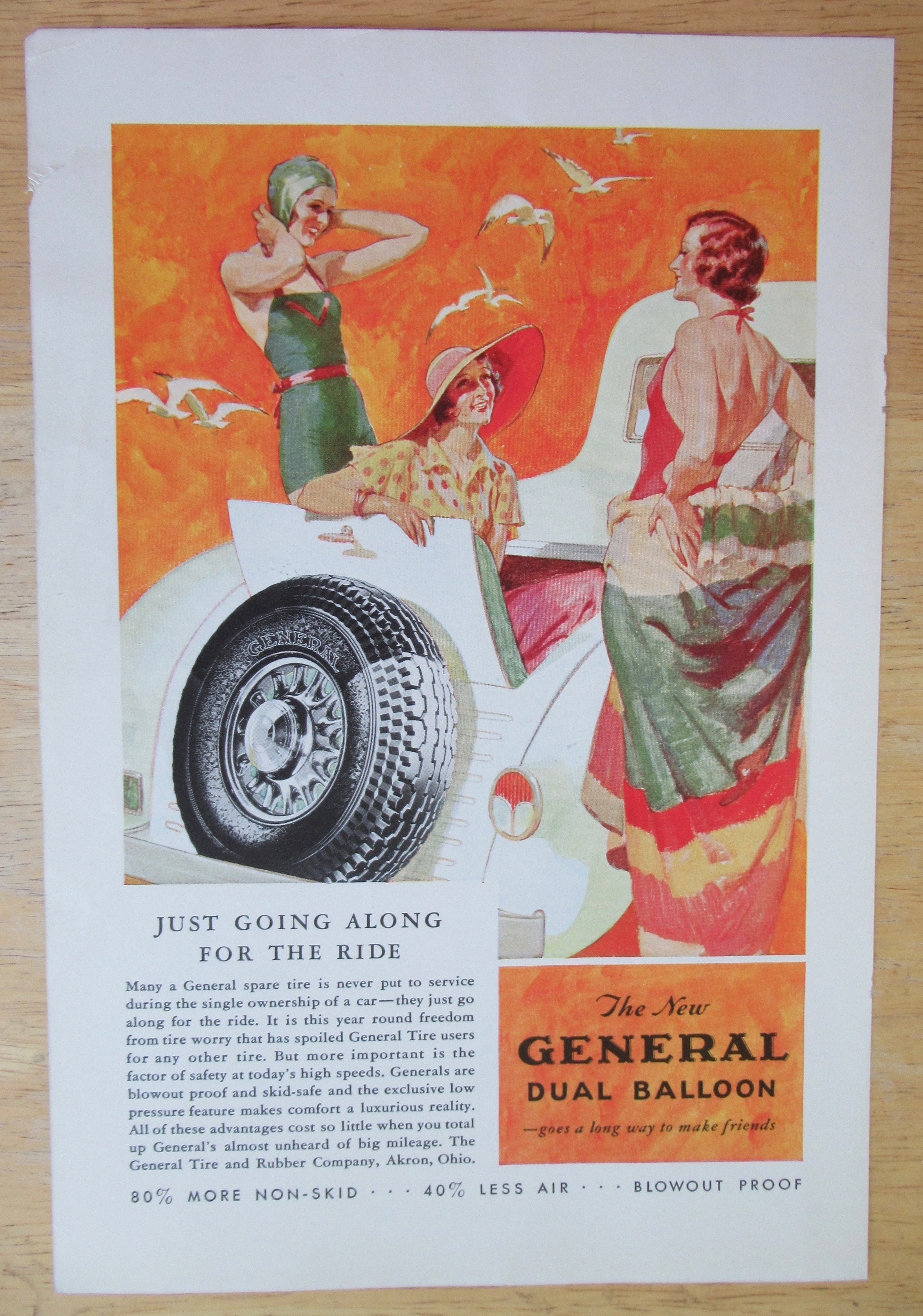 1933 General Dual Balloon Tires with Woman by the Car