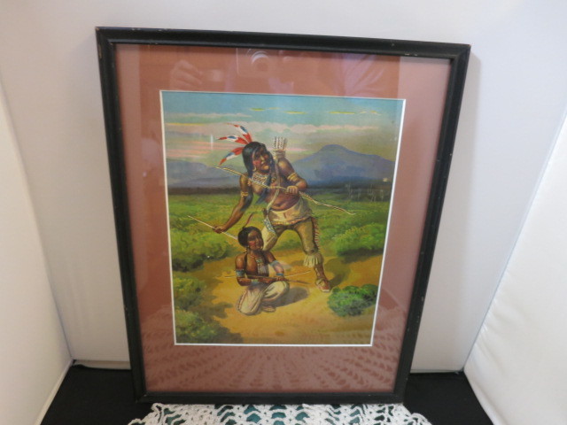Vintage Indian Print from Indian Box 1914 noted on back
