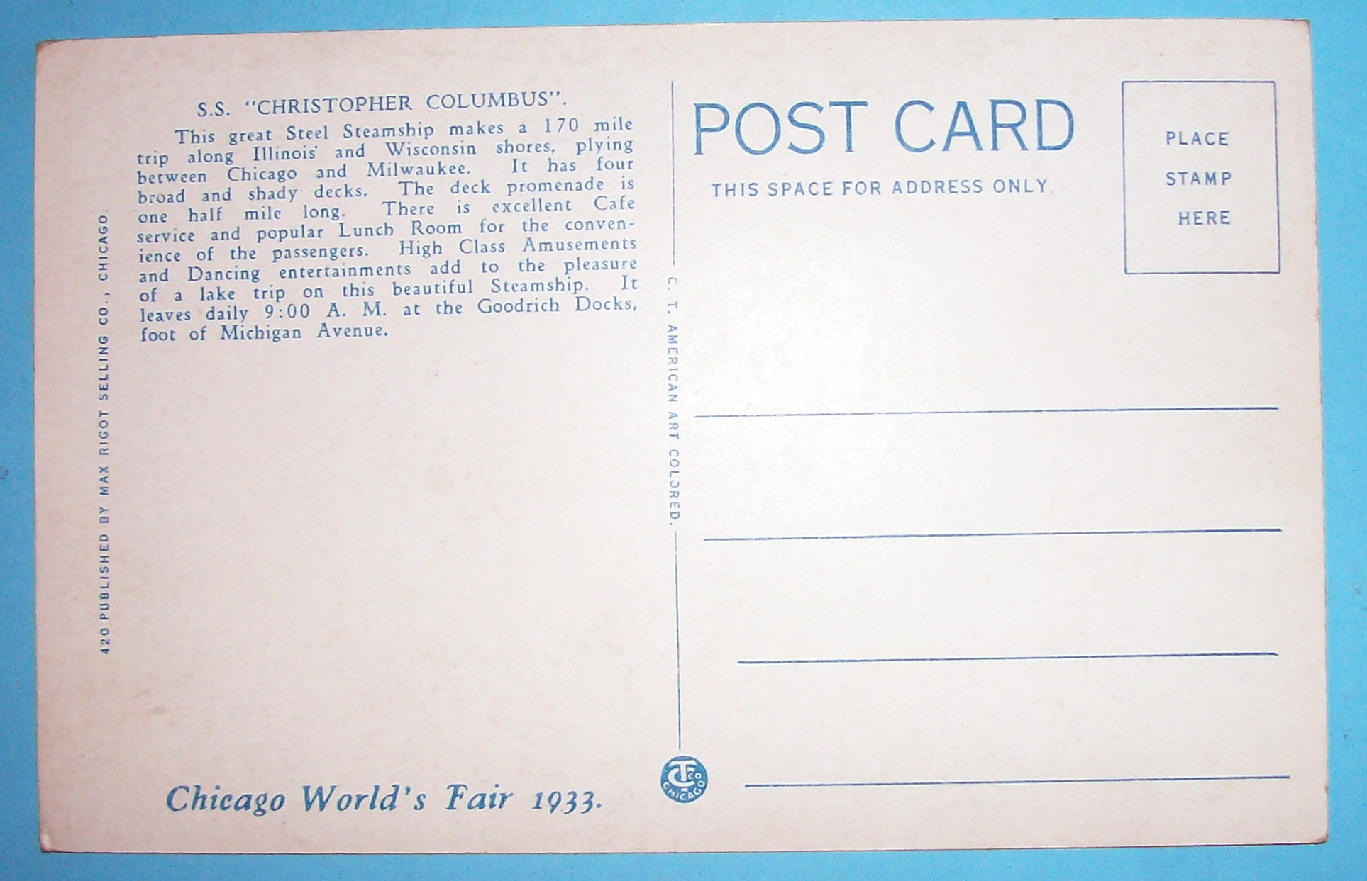 1933 Century of Progress, S.S. Christopher Columbus