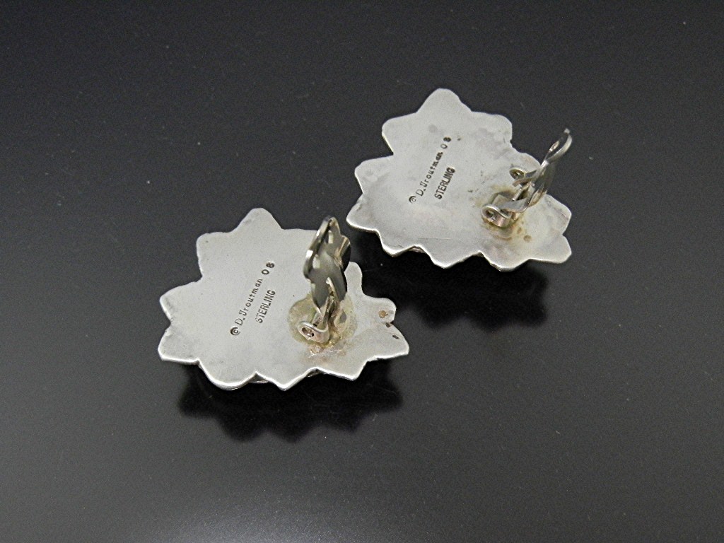 David Troutman Apple Coral Sterling Silver Heart Earrin