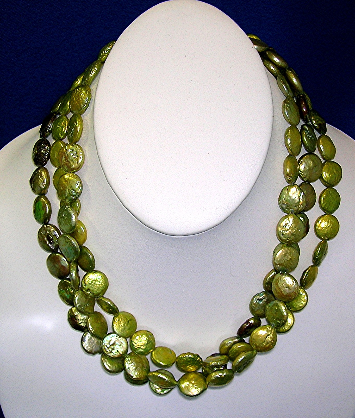Pearls Sterling Silver Toggle Clasp Lime Green Coin