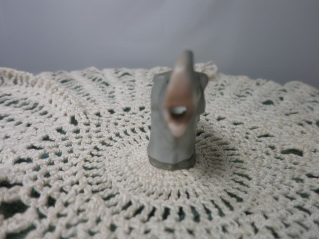 Vintage Germany Gray Elephant Toothpick Holder Bisque Trunk Up