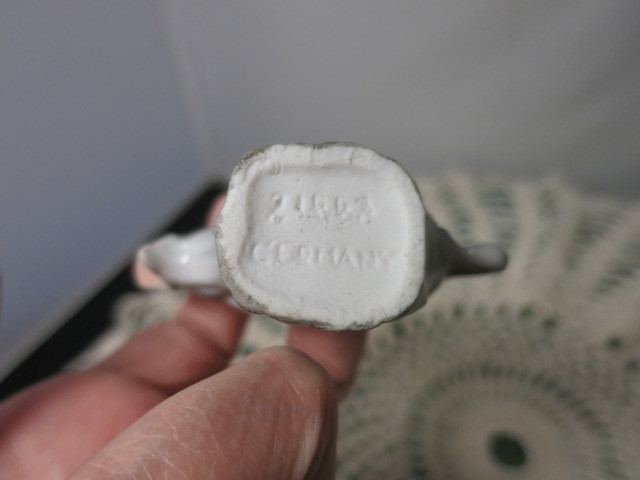 Vintage Germany Gray Elephant Toothpick Holder Bisque Trunk Up