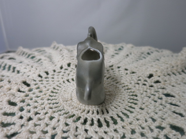 Vintage Germany Gray Elephant Toothpick Holder Bisque Trunk Up