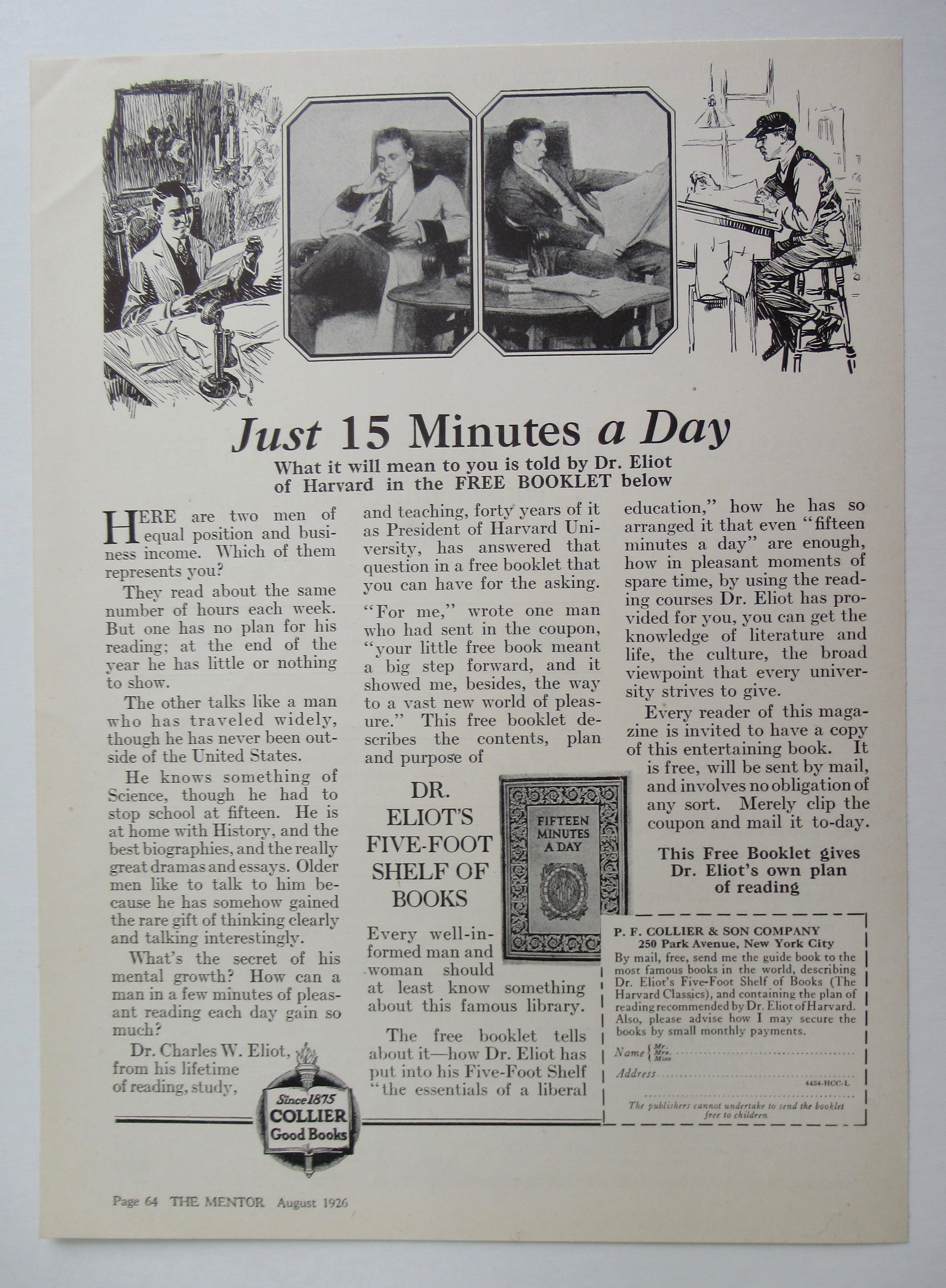1926 Dr Eliot's Five Foot Shelf Of Books w/ 15 Minutes