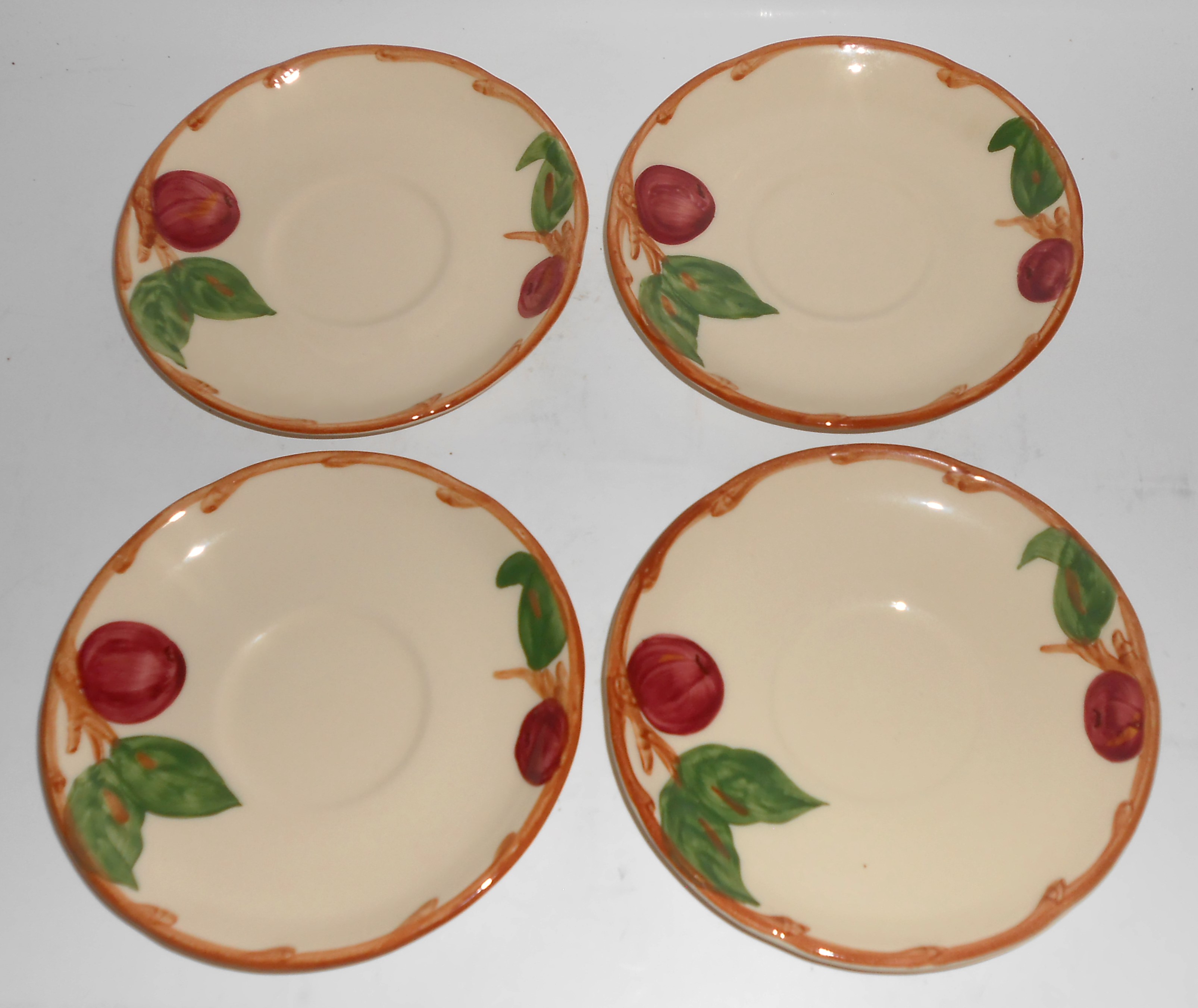 Franciscan Pottery Apple U.s.a. Set/4 Saucers