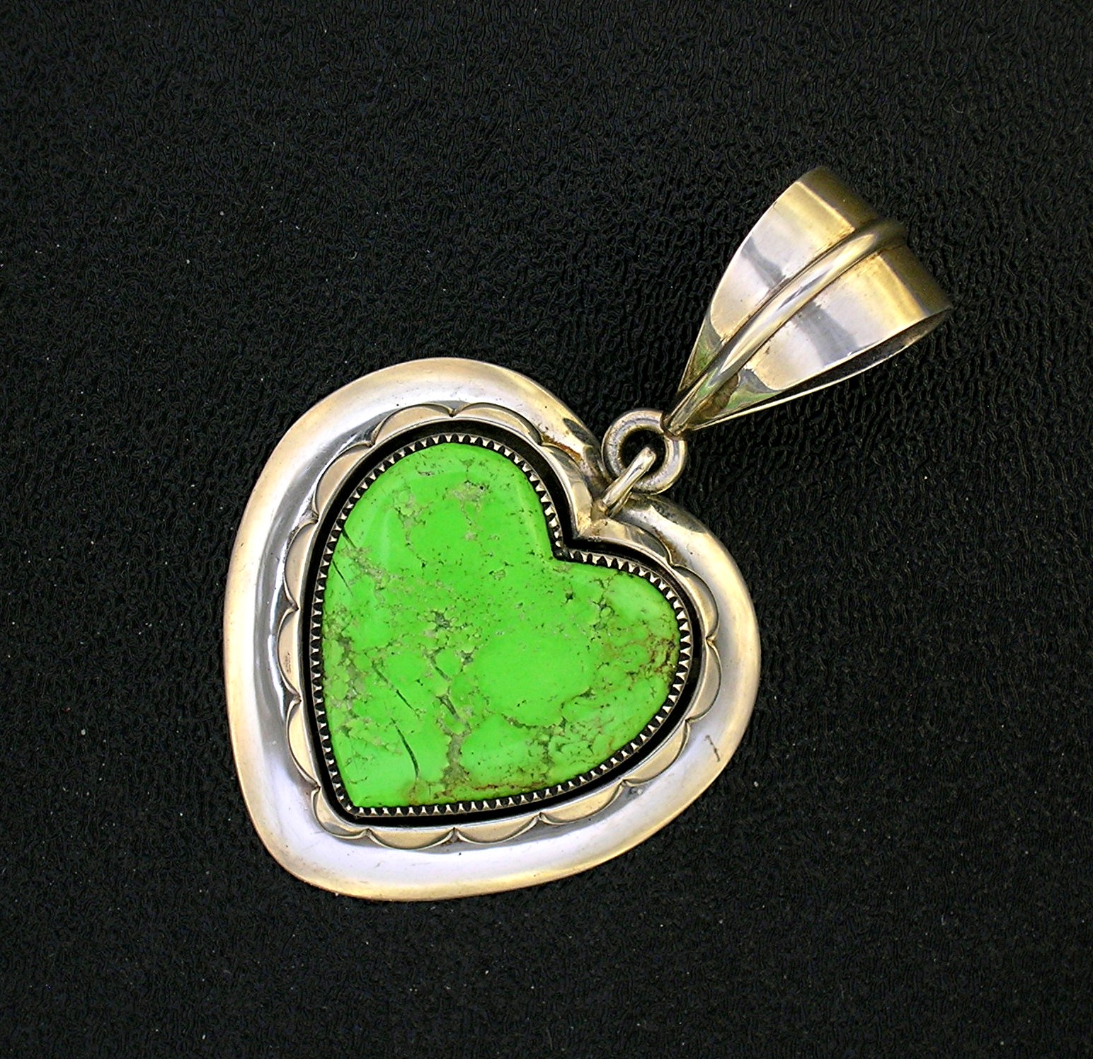 Native American Sterling Silver Gaspeite Heart Pendant
