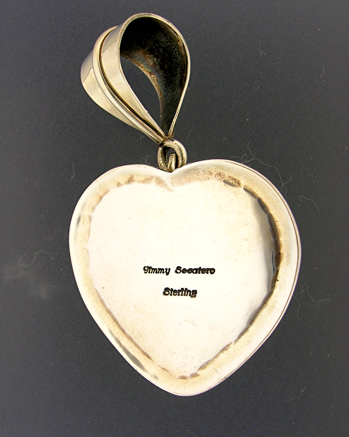 Native American Sterling Silver Gaspeite Heart Pendant