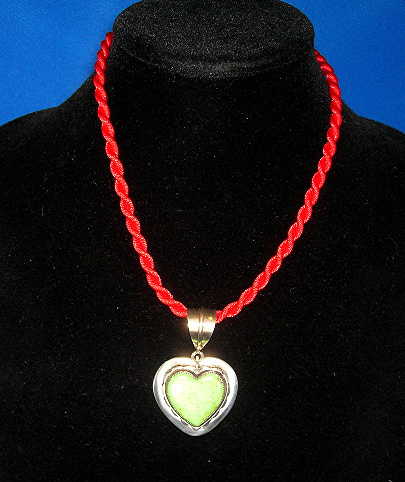 Native American Sterling Silver Gaspeite Heart Pendant