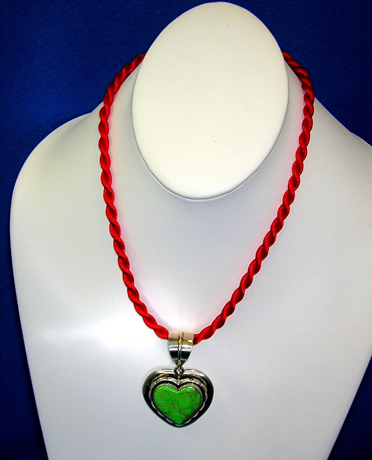 Native American Sterling Silver Gaspeite Heart Pendant
