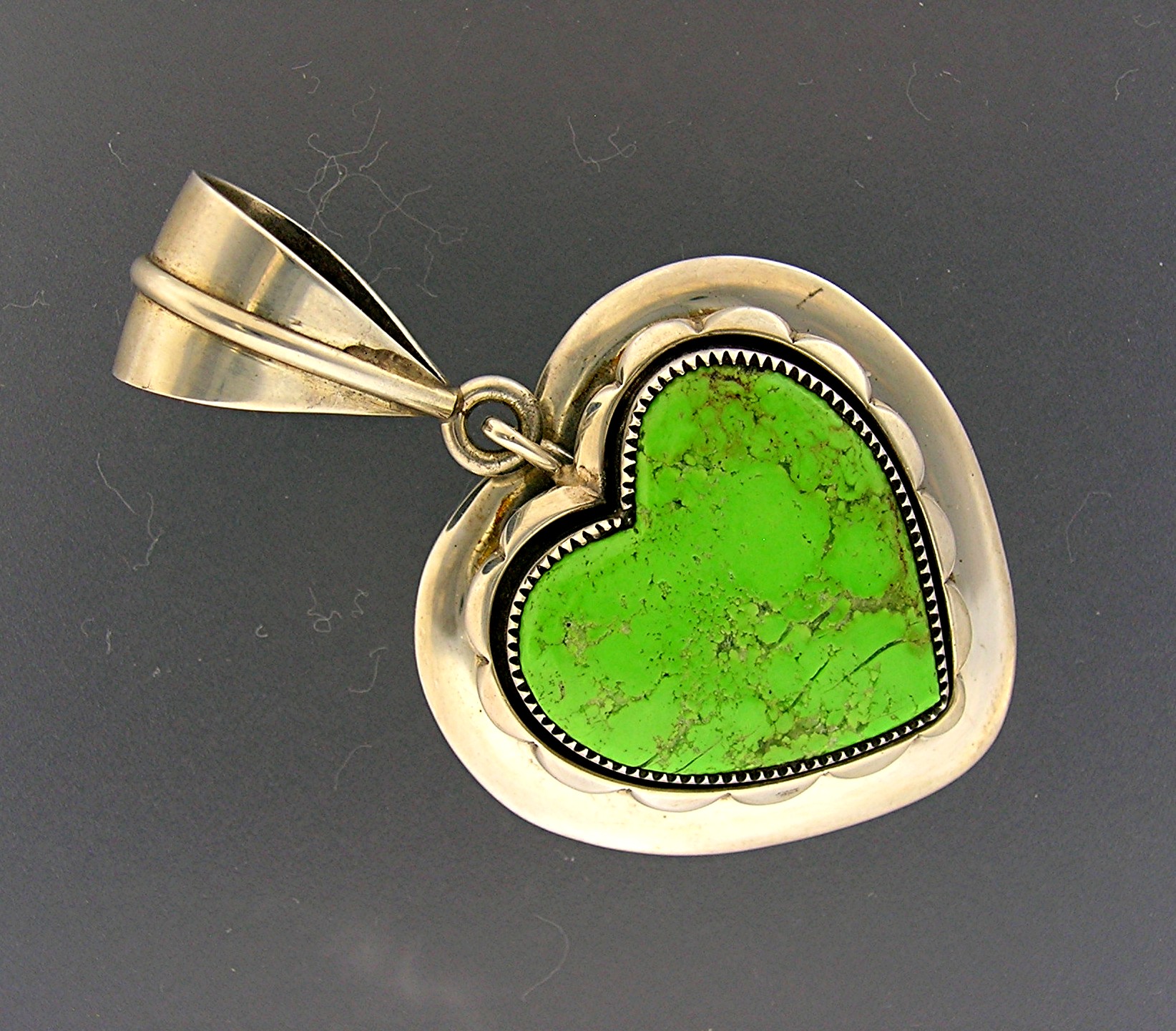 Native American Sterling Silver Gaspeite Heart Pendant