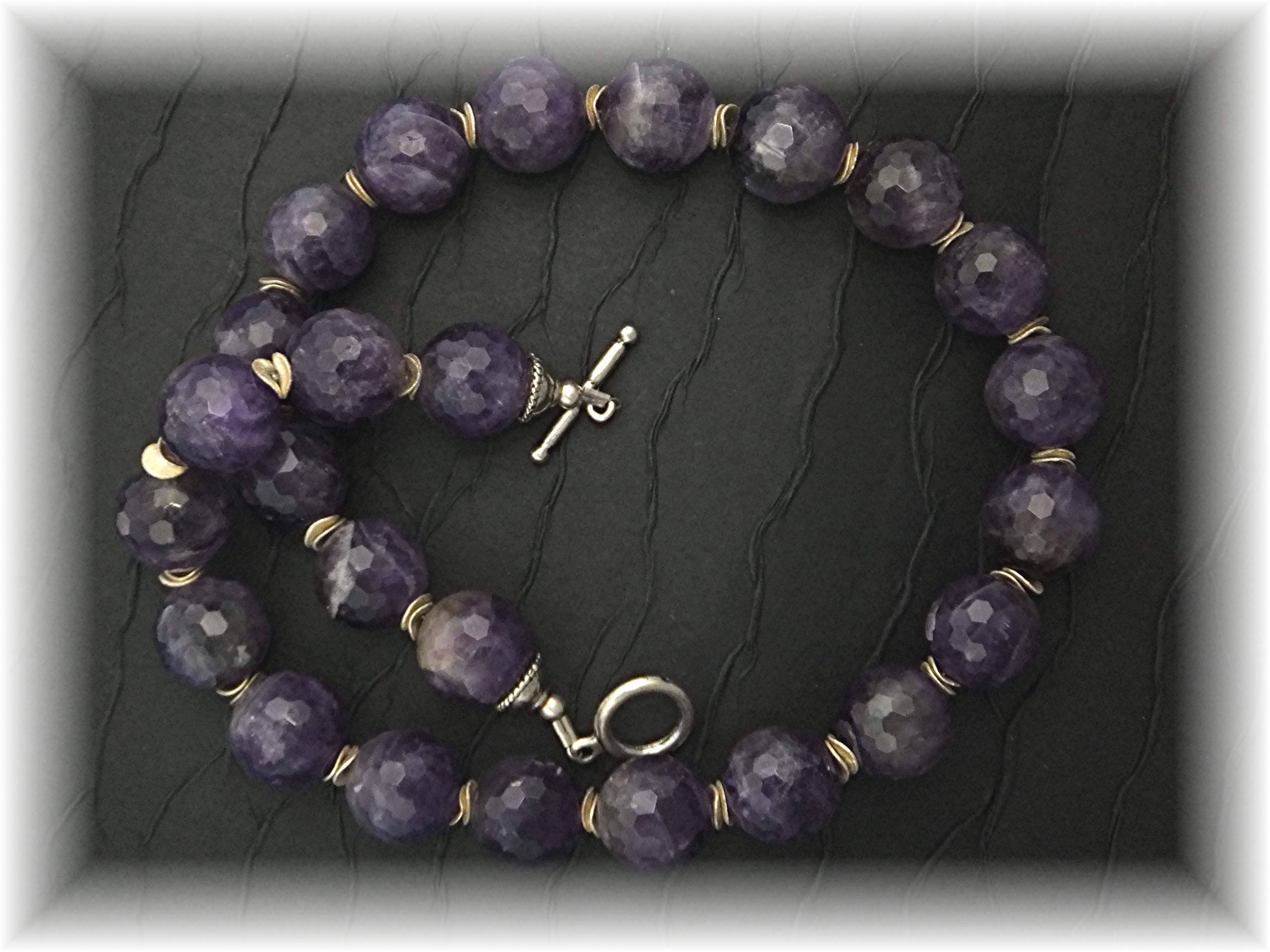 Necklace Natural Amethyst Sterling Silver Toggle  Clasp