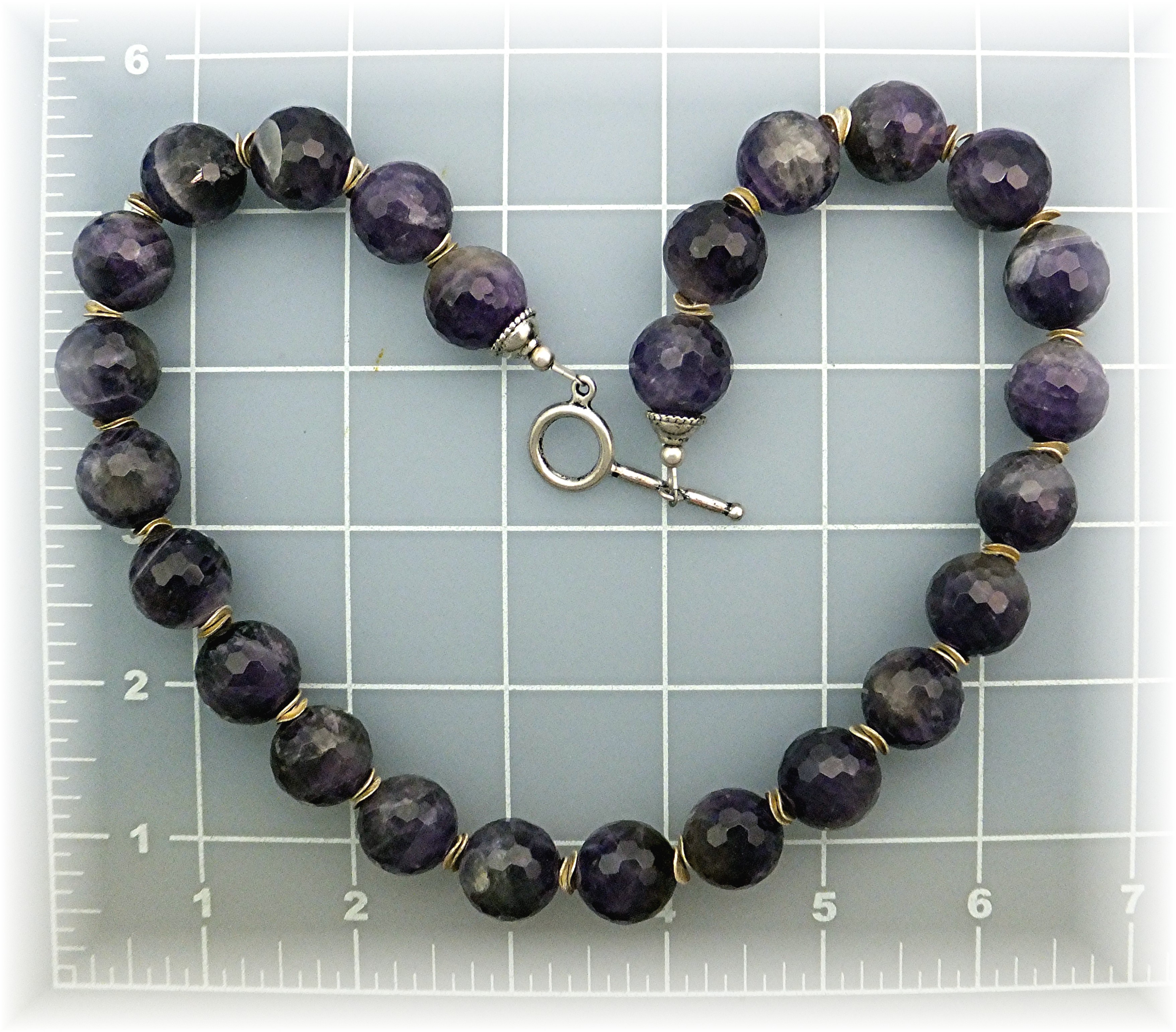 Necklace Natural Amethyst Sterling Silver Toggle  Clasp