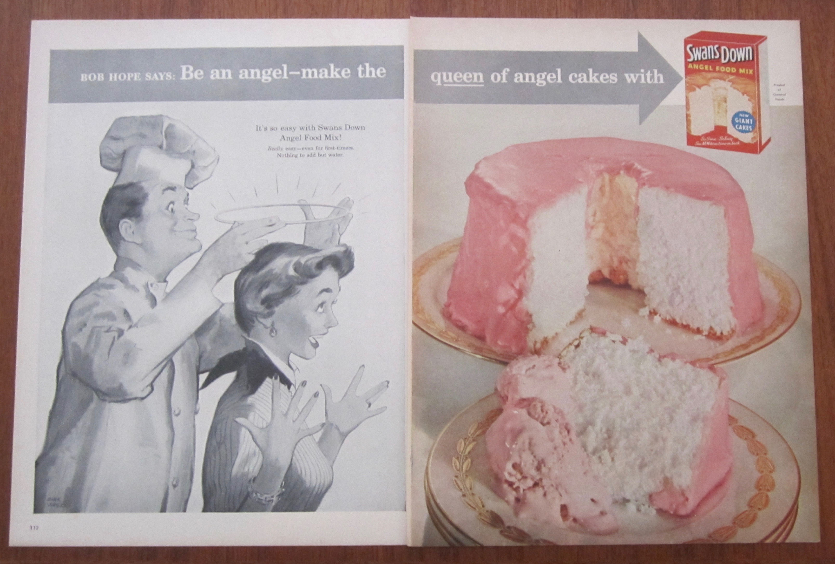 1955 Swans Down Angel Food Mix with Bob  Hope