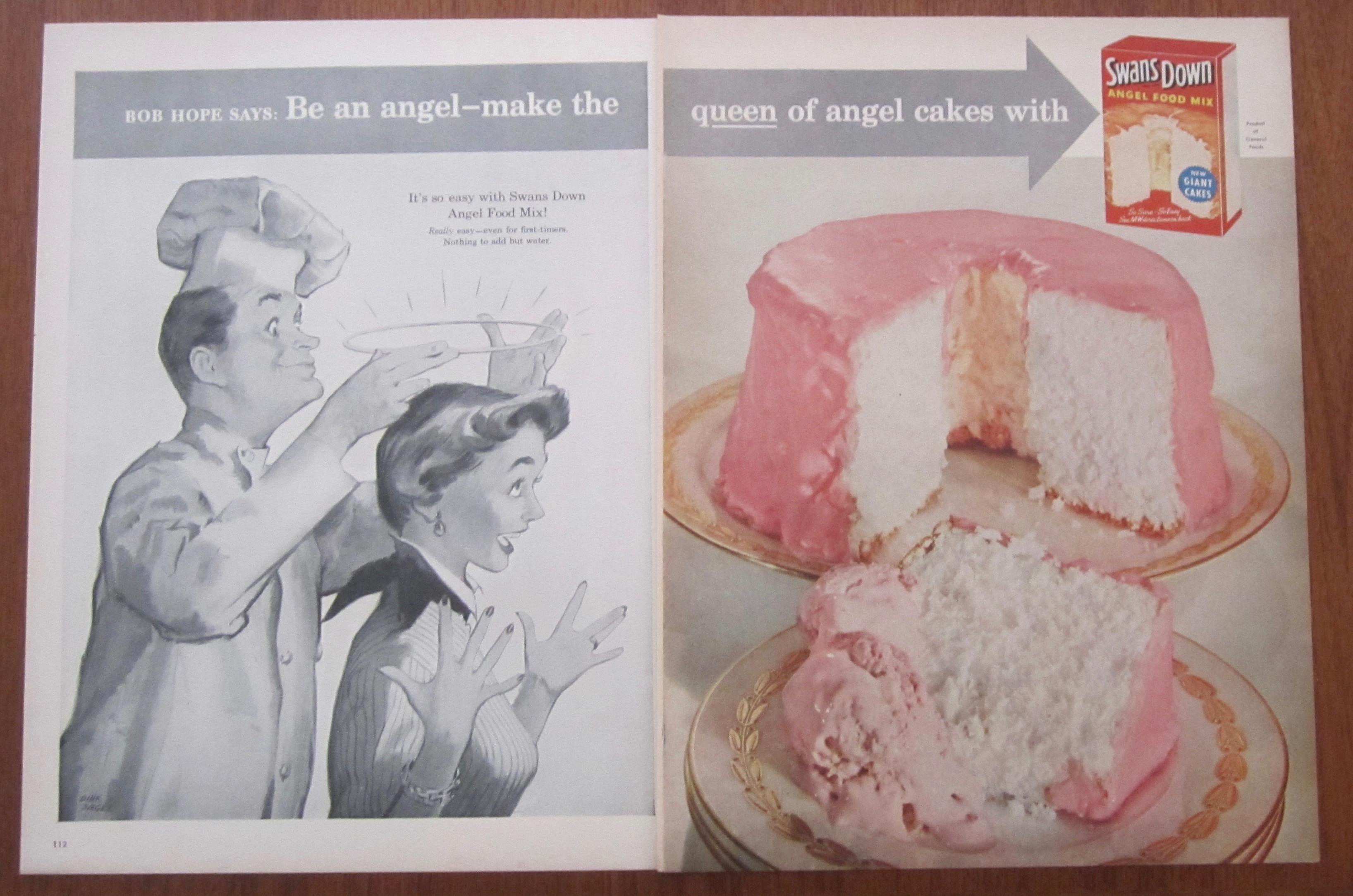 1955 Swans Down Angel Food Mix with Bob  Hope