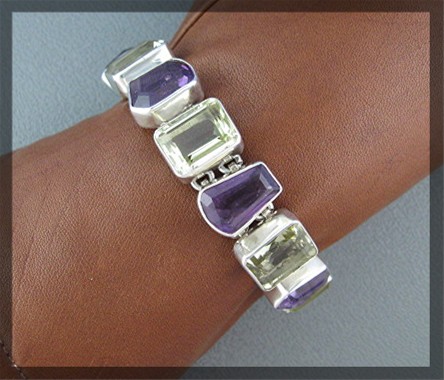 Bracelet Amethyst Lemon Citrine Sterling Silver Toggle