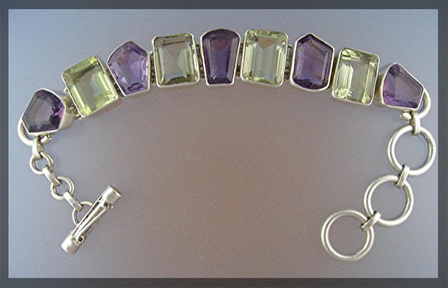Bracelet Amethyst Lemon Citrine Sterling Silver Toggle