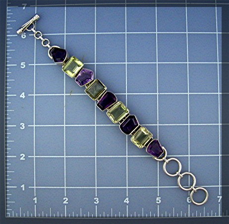 Bracelet Amethyst Lemon Citrine Sterling Silver Toggle