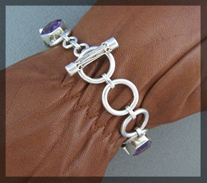 Bracelet Amethyst Lemon Citrine Sterling Silver Toggle