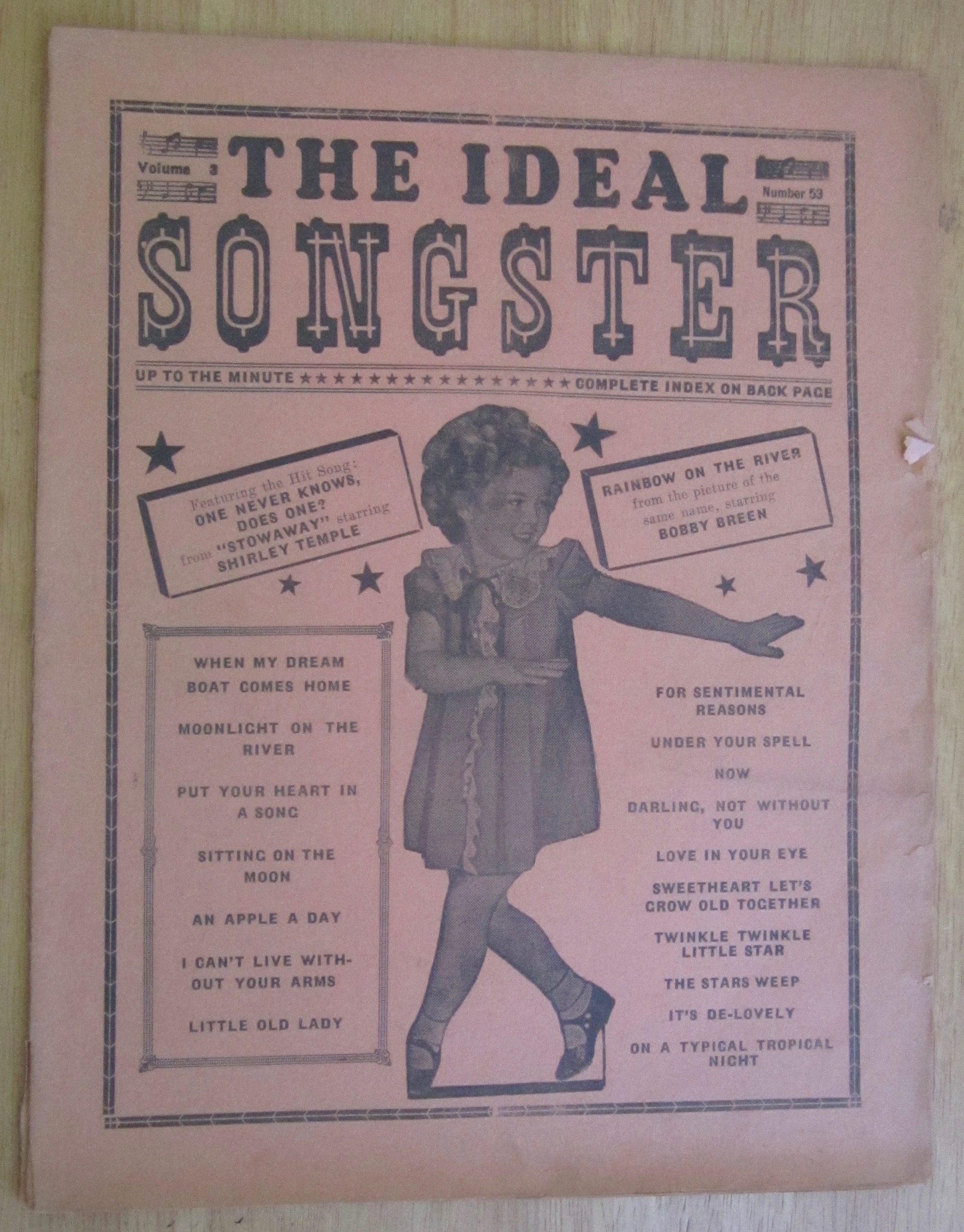 1930's The Ideal Songster with Shirley Temple Cover