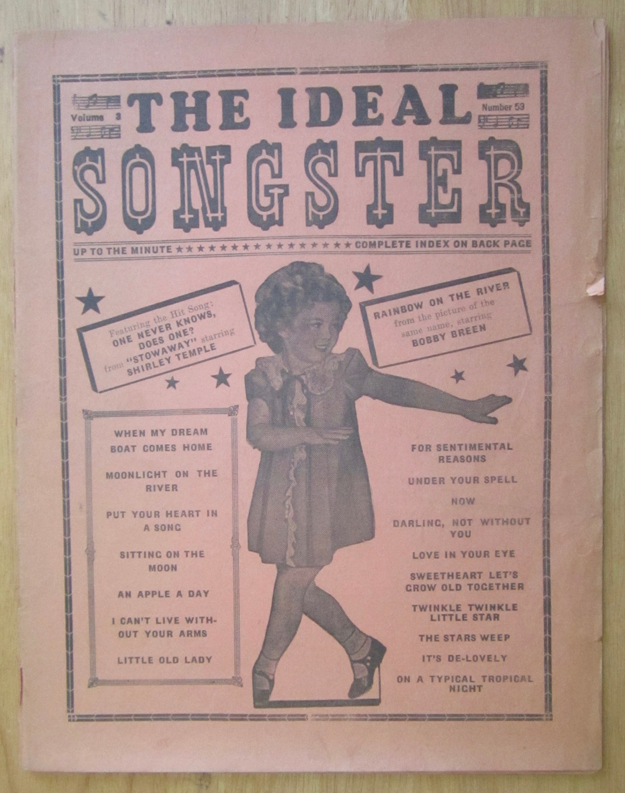 1930's The Ideal Songster with Shirley Temple Cover