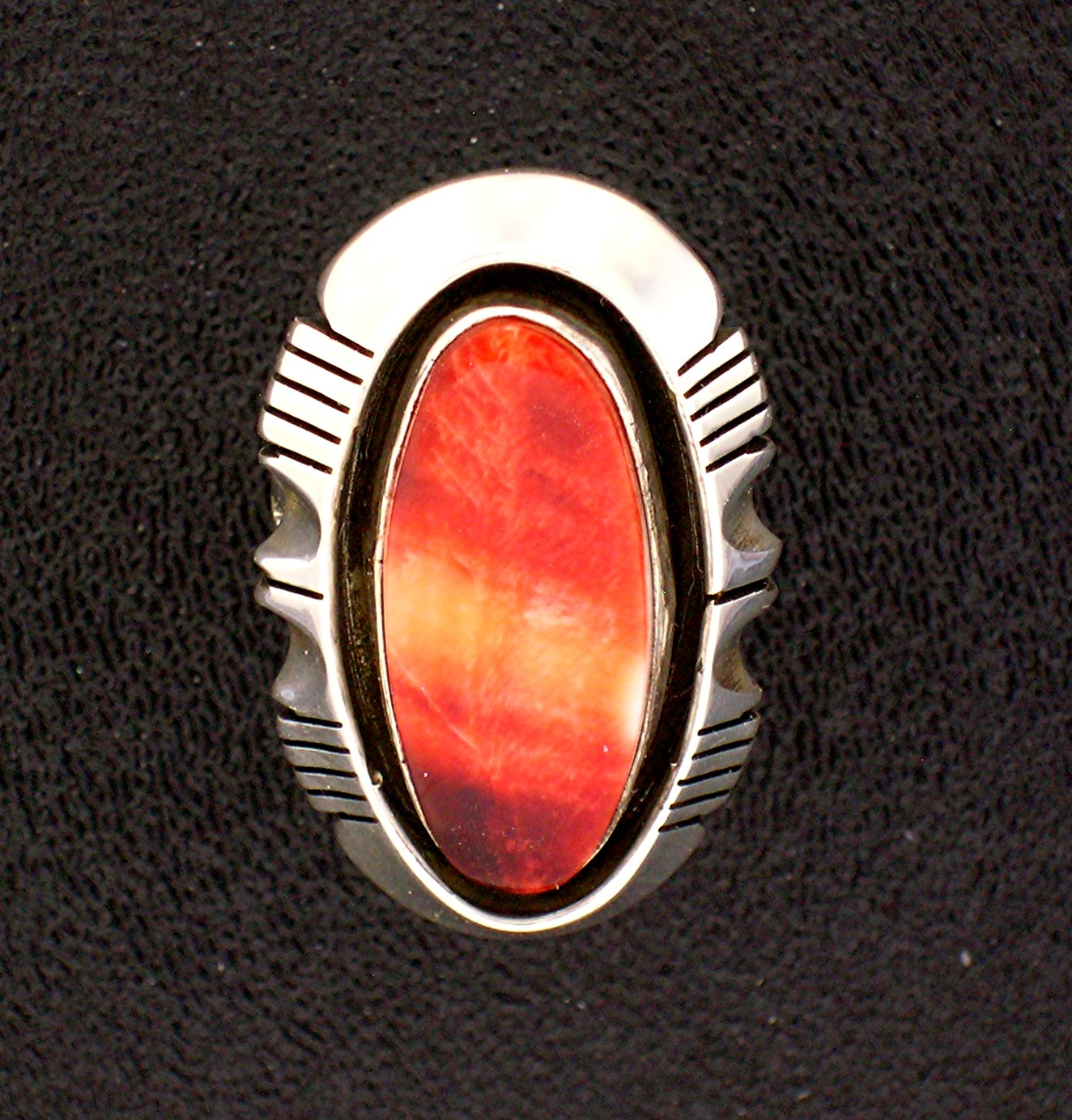 Navajo  Spiny Oyster Sterling Silver Ring Gerry Platero