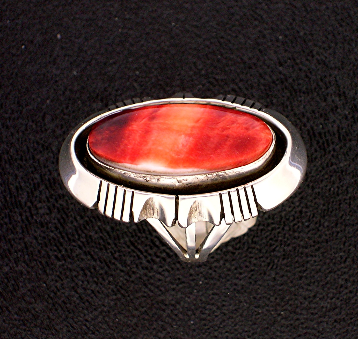 Navajo  Spiny Oyster Sterling Silver Ring Gerry Platero