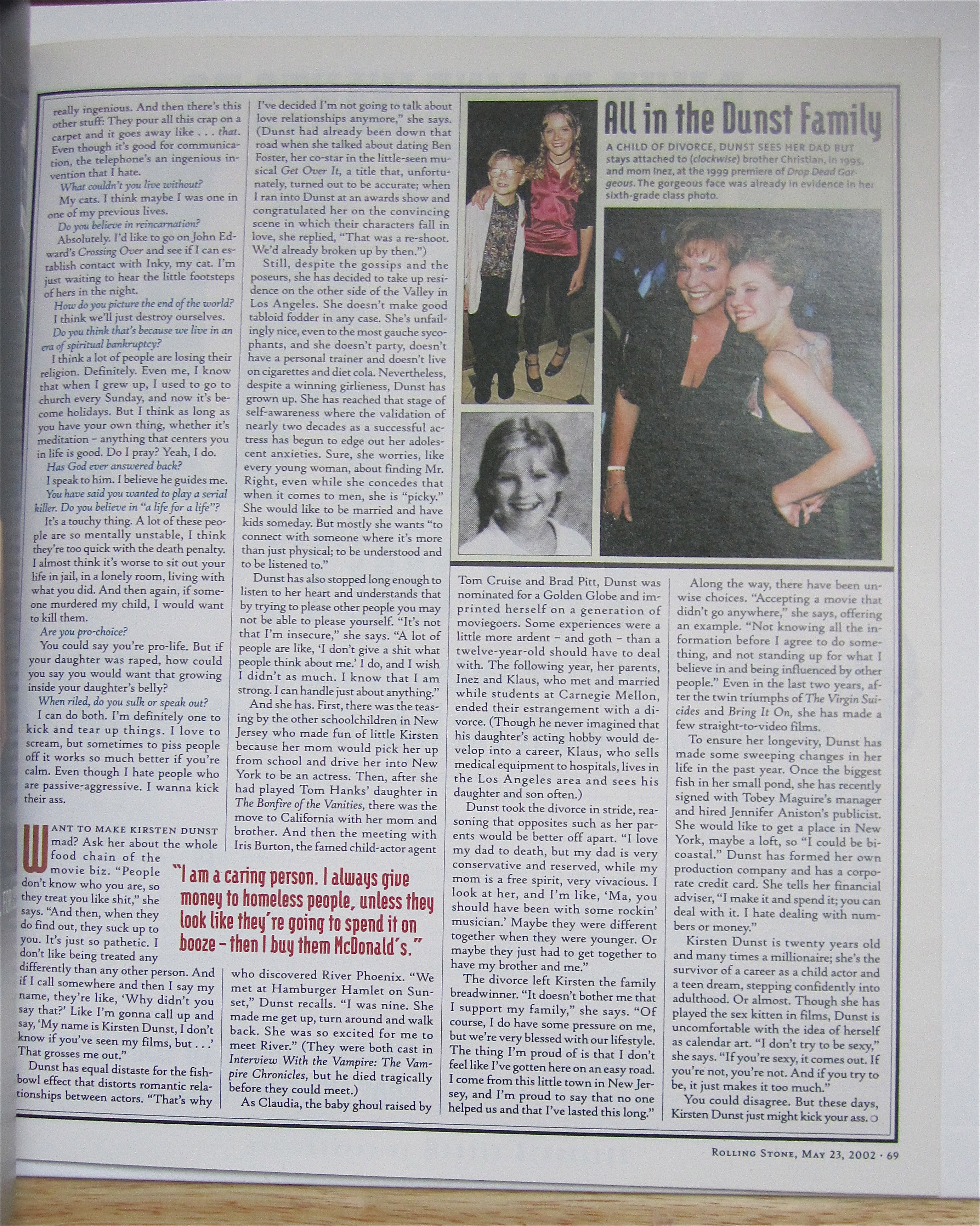 Rolling Stone Magazine May 23, 2002 Kirsten Dunst