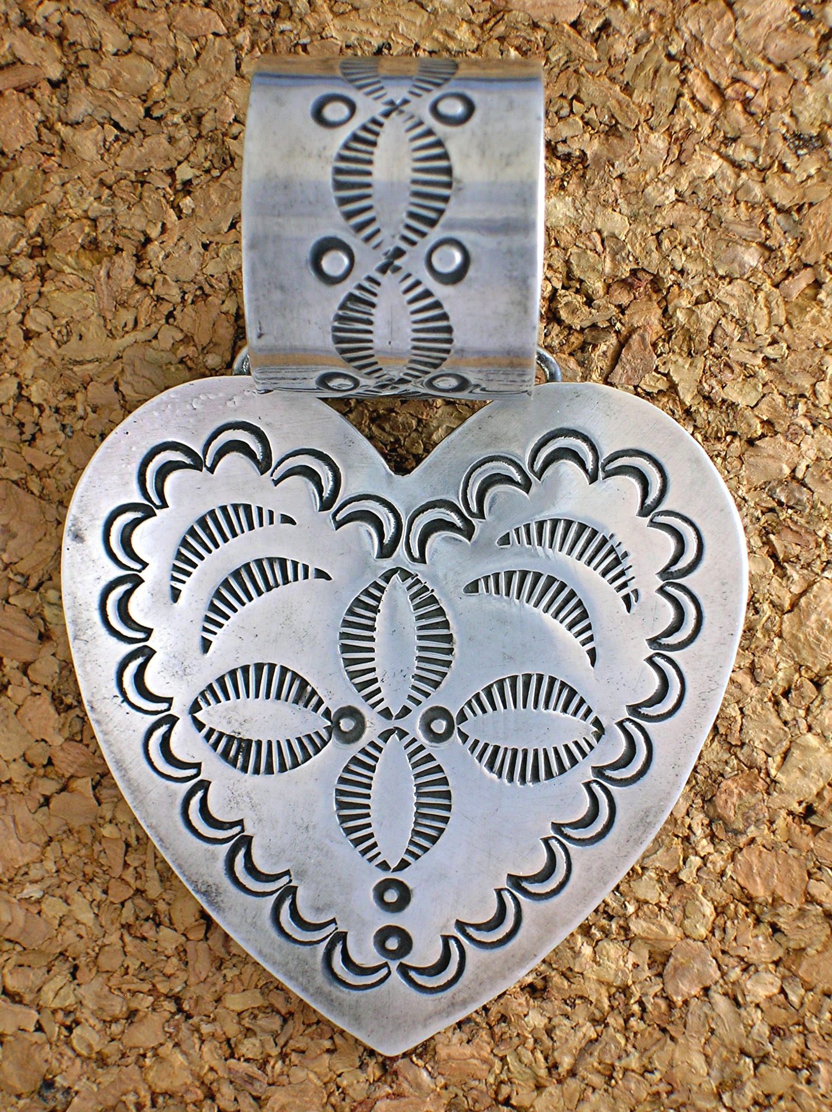 Navajo Heart Pendant Sterling Silver Signed AJD