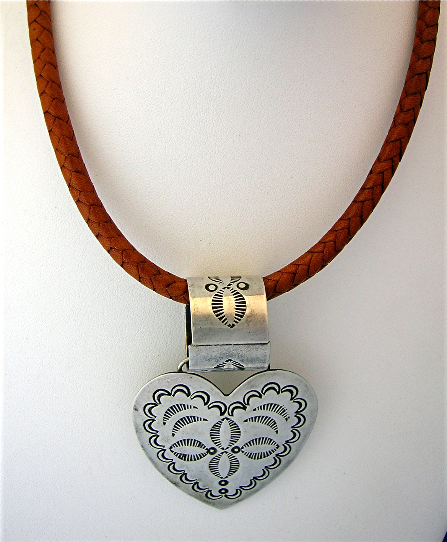 Navajo Heart Pendant Sterling Silver Signed AJD
