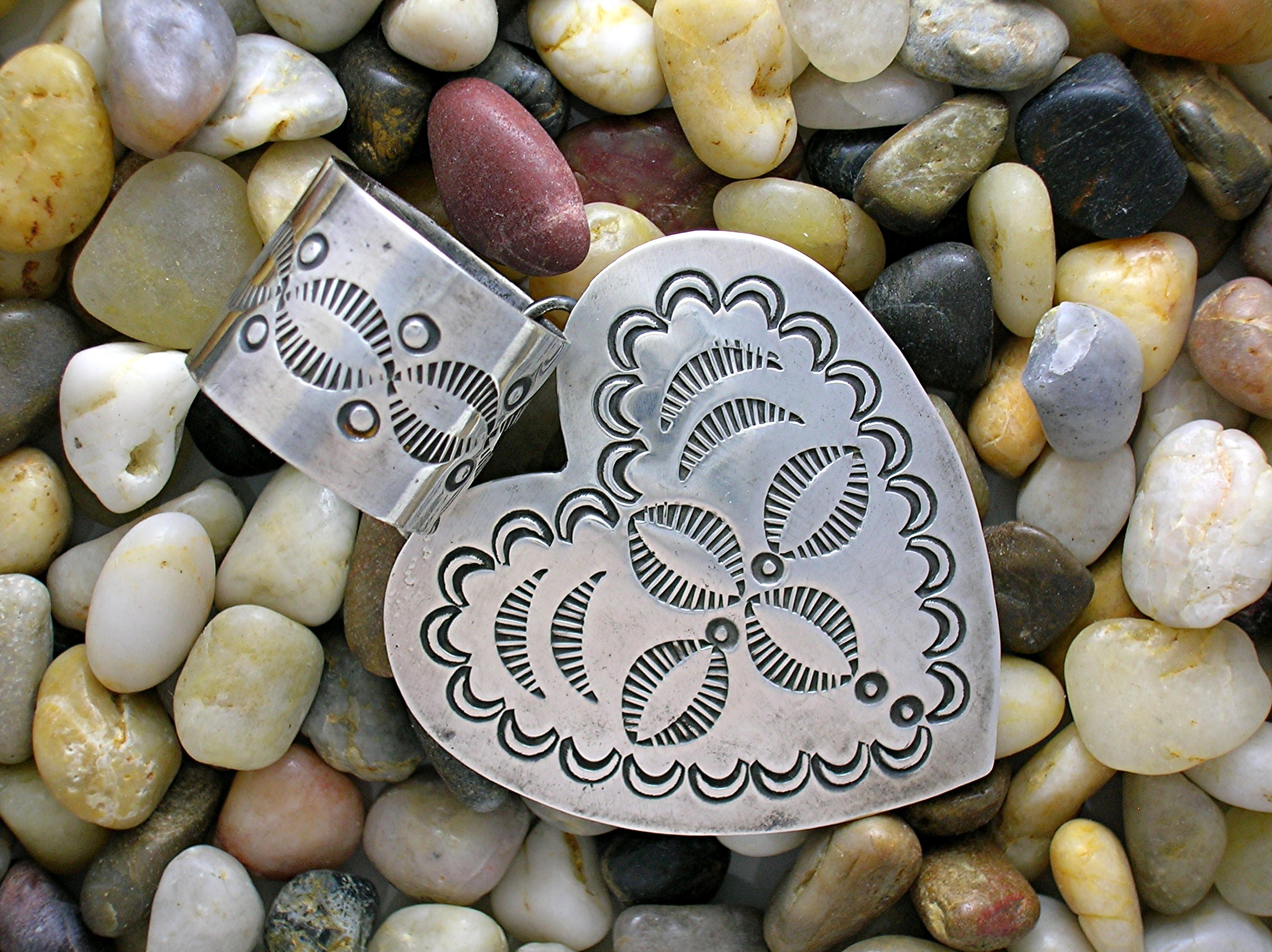 Navajo Heart Pendant Sterling Silver Signed AJD