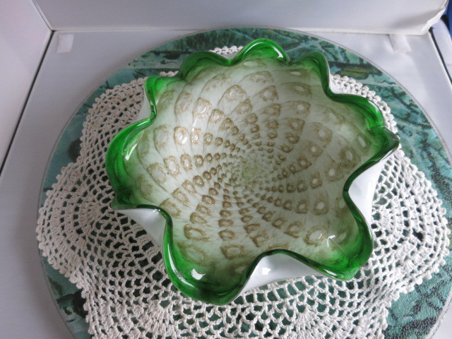 Murano Art Glass Candy Dish Barovier & Toso Pulled Floriform i