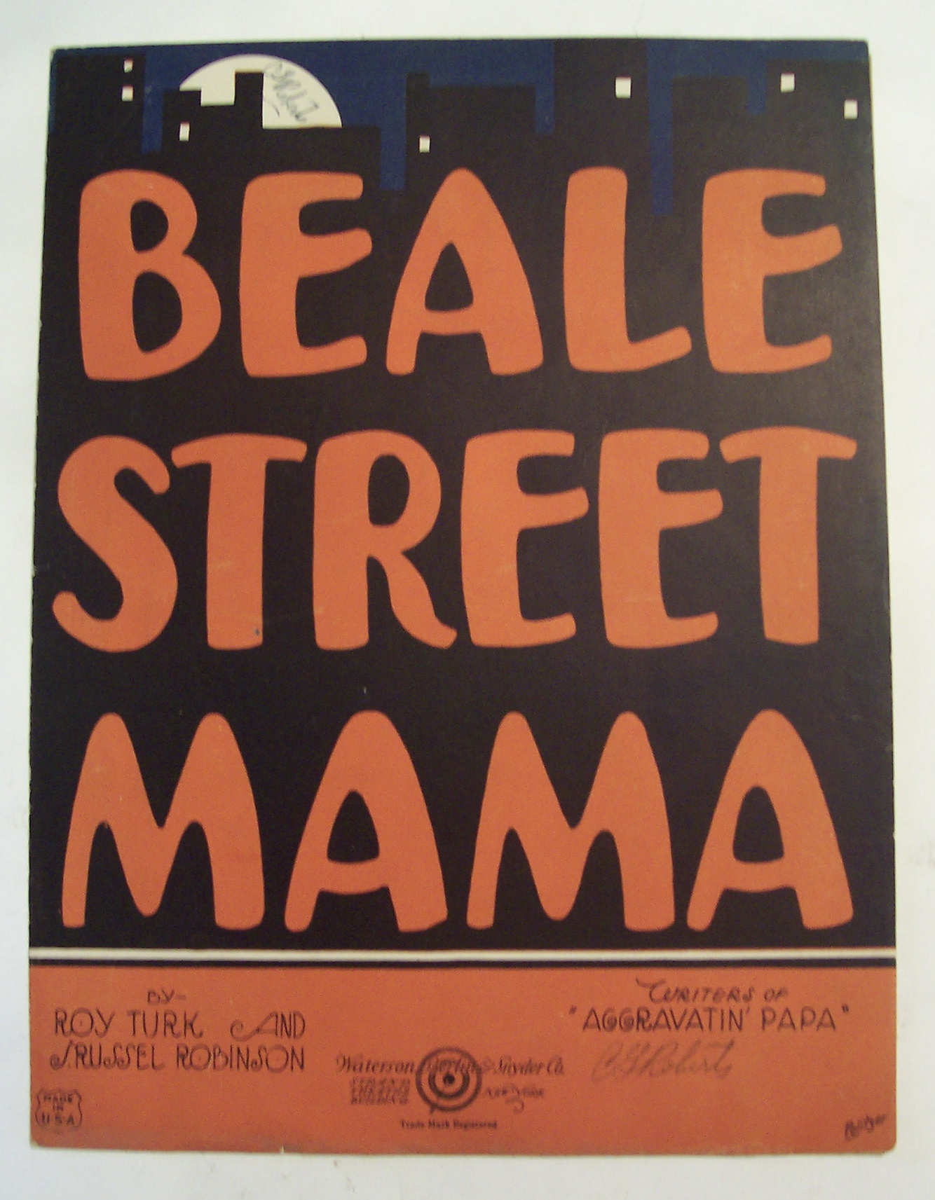 Sheet Music of 1923 Beale Street Mama