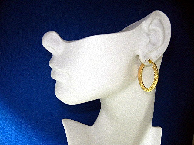 Earrings 14K Signed Gold Hoop Earrings Pierced