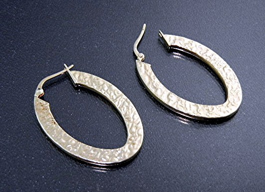 Earrings 14K Signed Gold Hoop Earrings Pierced