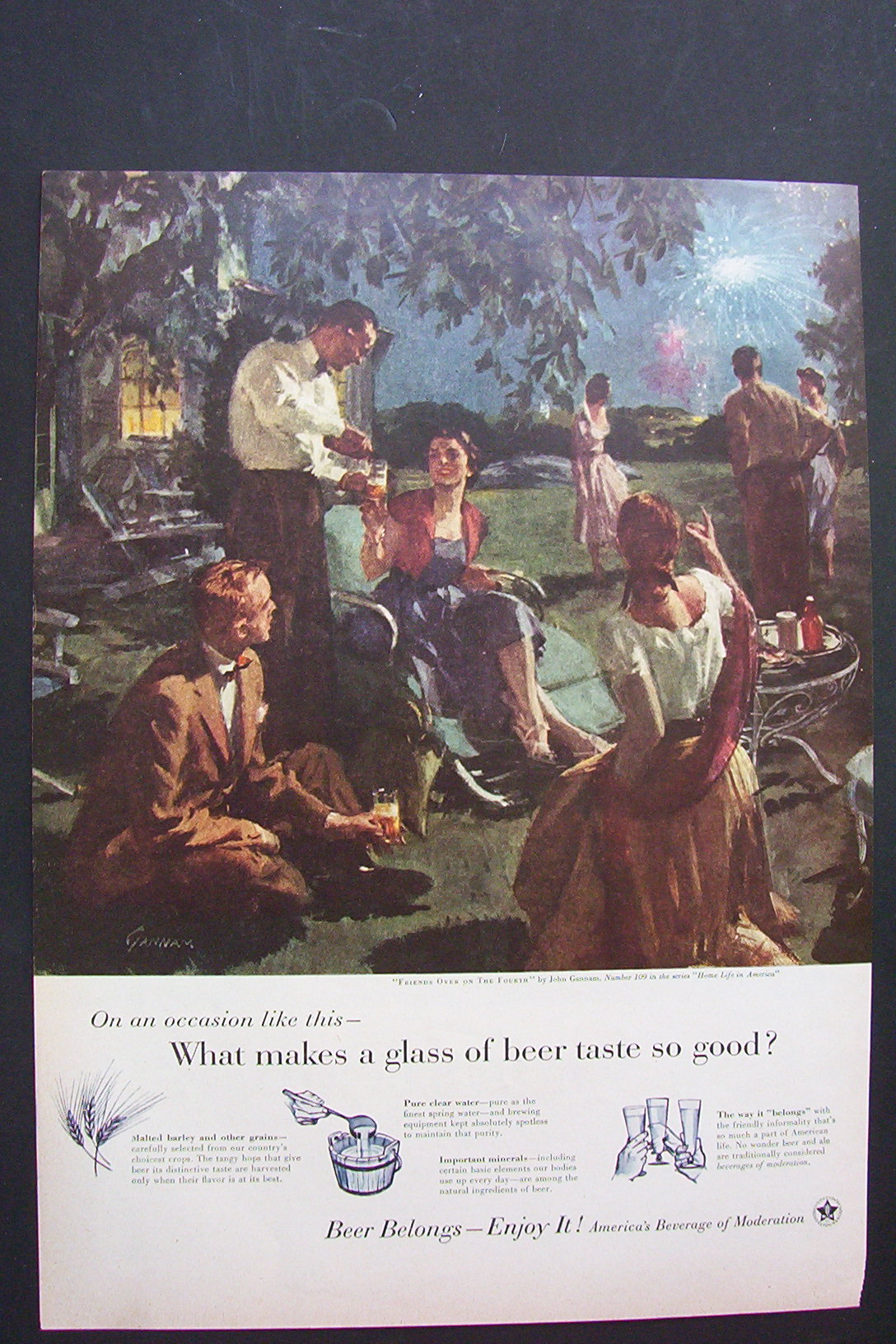 Vintage Ad; 1955 Beer Belongs By John Gannam