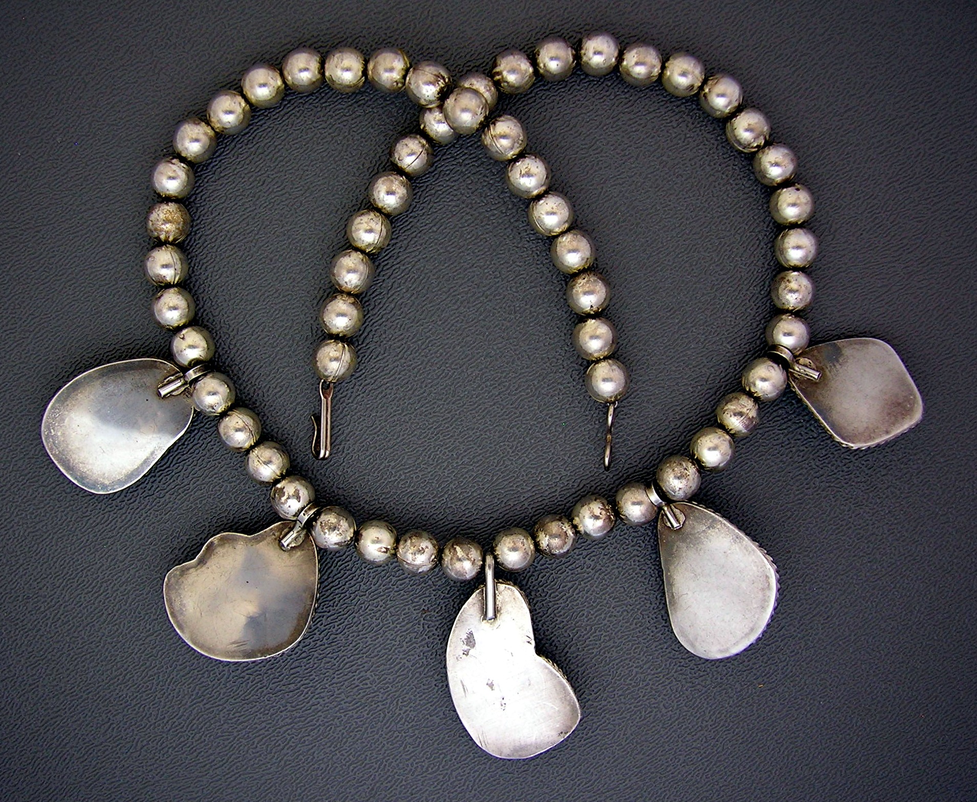 Sterling Silver turquoise Beads 5 Pendant Necklace