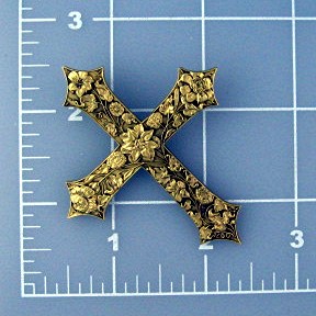 Cross Gold Flowers Leaves  NGA  Pendant