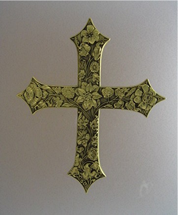 Cross Gold Flowers Leaves  NGA  Pendant