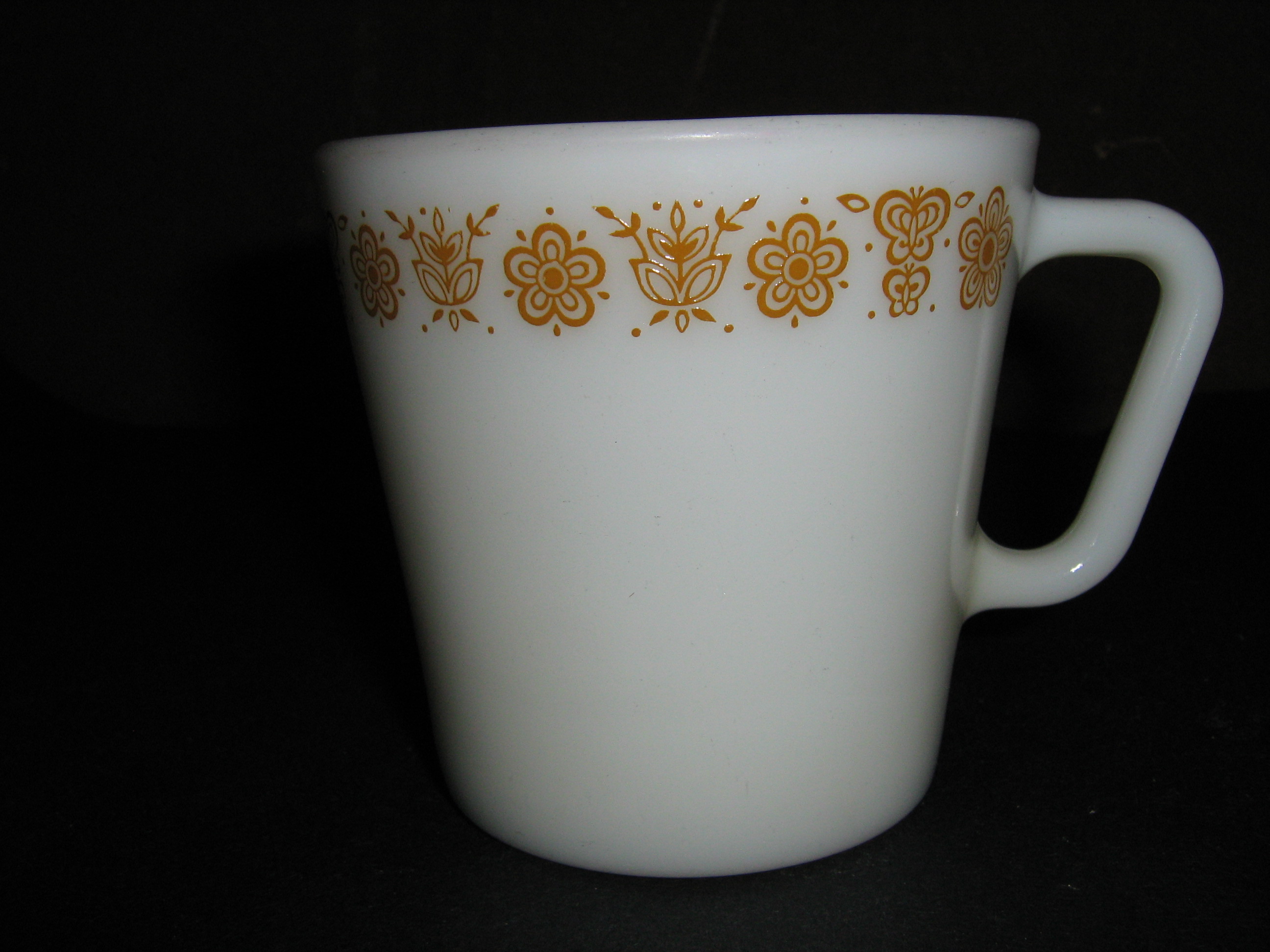 Vintage Pyrex Coffee Mug Golden Butterfly